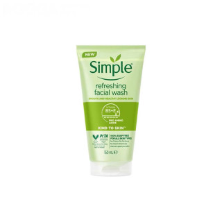 ژل شستشوی صورت سیمپل simple مدل Refreshing Facial Wash مناسب پوست حساس و نرمال بدون عطر و الکل حجم ۱۵۰ میل