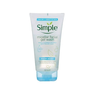 ژل شوینده صورت/ میسلار ژل سیمپل Simple مدل میسلار با فرمول بدون عطر و ضدحساسیت مناسب پوست حساس و دهیدراته حجم 150 میل